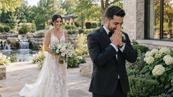 Planning a First Look That Fits Your Ceremony Schedule shown in a natural wedding photography setting